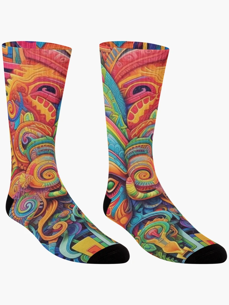 Thumbnail 3 of 5, Socks, Abstract Aztec Patterns designed and sold by Desfix.