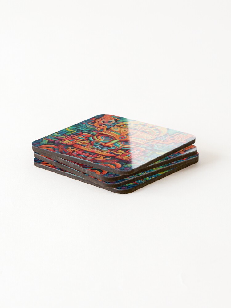 Thumbnail 4 of 5, Coasters (Set of 4), Abstract Aztec Patterns designed and sold by Desfix.
