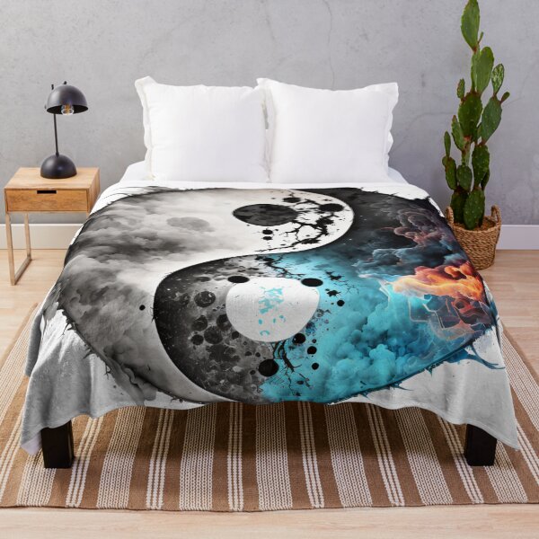 Artikelvorschau, Tao-Ying-Yang-Symbol im Aquarellstil, Wolken und Feuer dekoriert entworfen und verkauft von VeronicArt85.