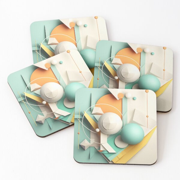 Item preview, "Crafting Geometry" - Bauhaus-Inspired Playful Abstract - Collection of Crafting Supplies Made Art - UHD Digital Print designed and sold by stateofhuman.