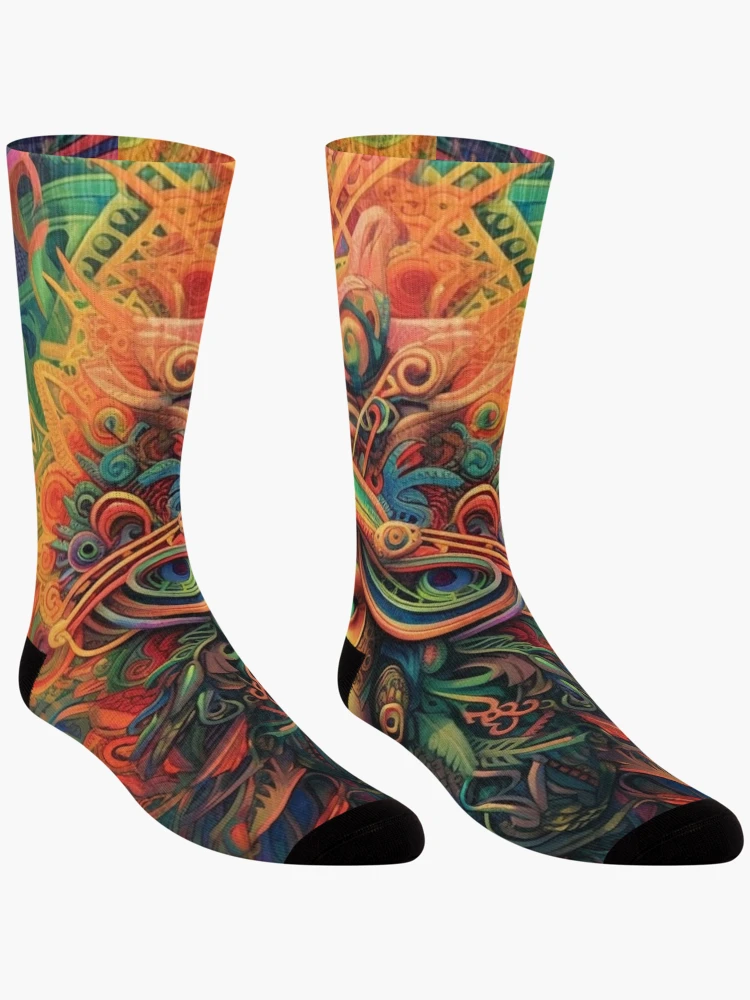 Thumbnail 3 of 5, Socks, Abstract Aztec Patterns designed and sold by Desfix.