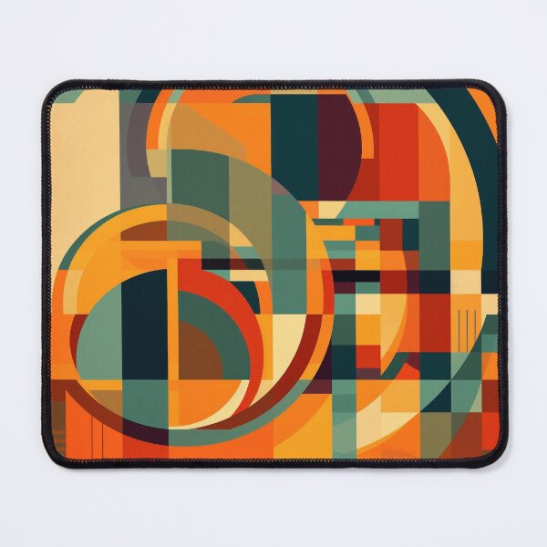 Item preview, Art Deco Inspired Geometric Abstract Digital Art - Red, Orange, and Blue Oceanic Sunset Theme for Print on Demand designed and sold by stateofhuman.