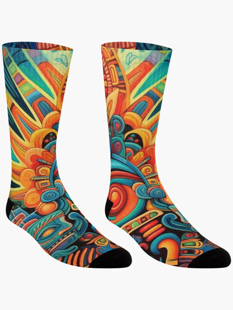 Thumbnail 3 of 5, Socks, Abstract Aztec Patterns designed and sold by Desfix.