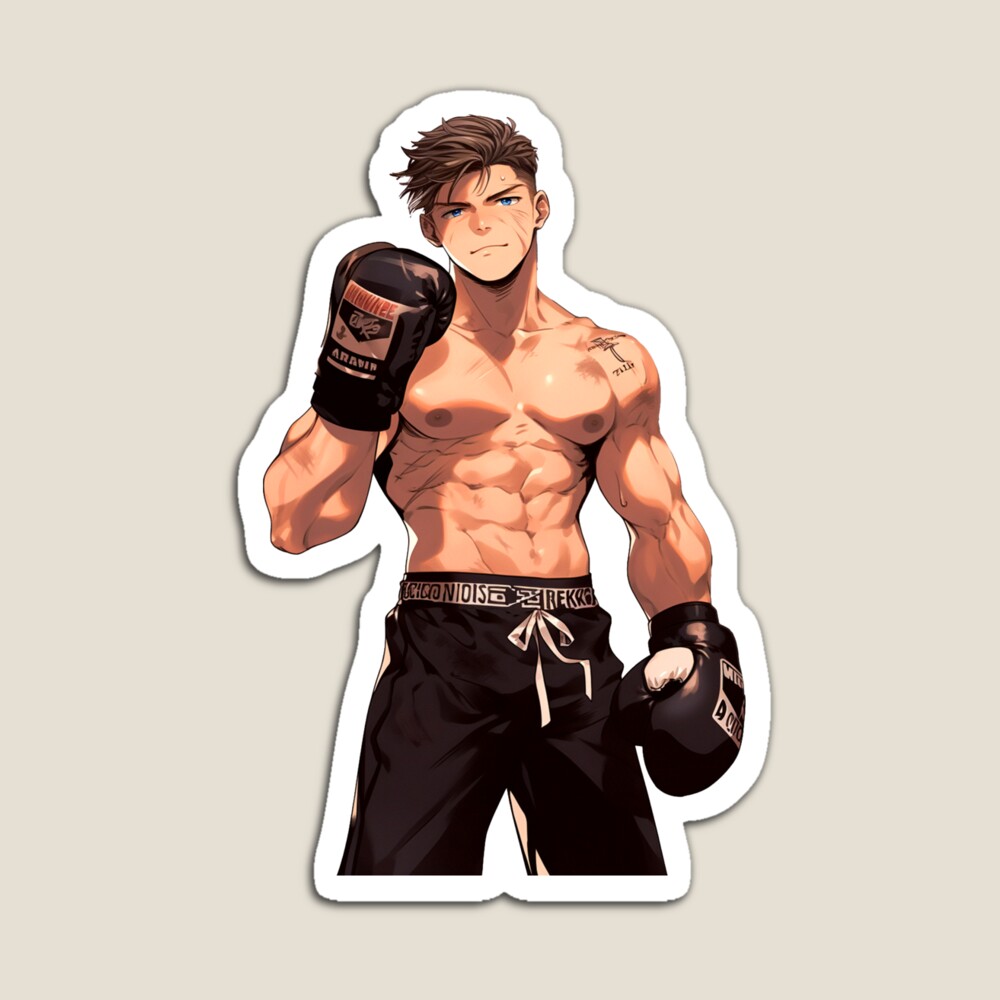 Cute anime style boy boxing pineapple