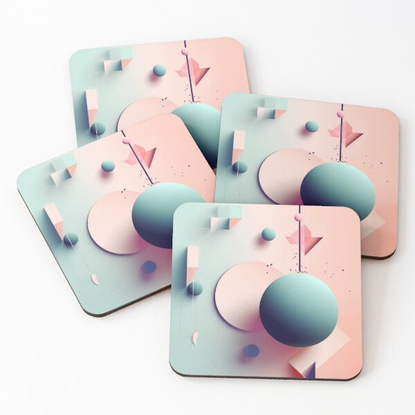 Item preview, Surrealistic Abstract Geometric Artwork - Light Teal and Pink - Hyper-realistic Spherical Designs - UHD Digital Print designed and sold by stateofhuman.