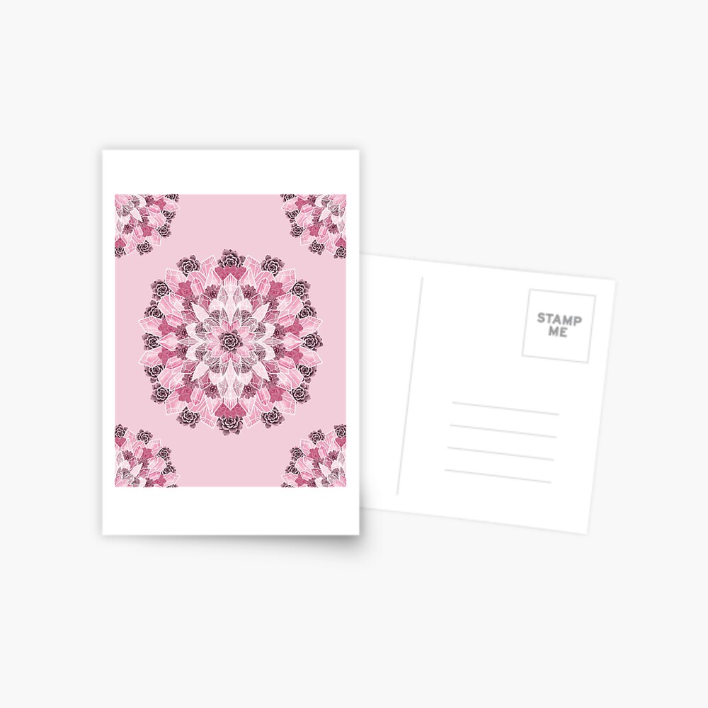Crystals Succulents Mandala PINK Postcard