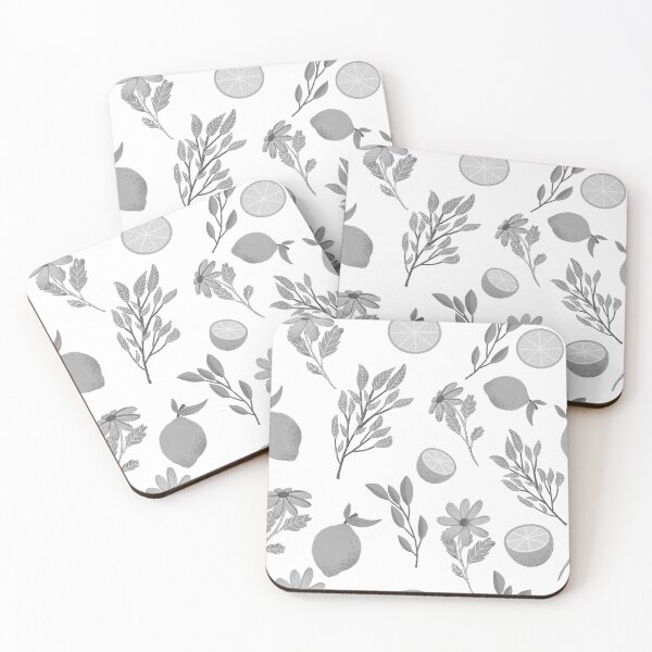 Item preview, Floral lemon black and white pattern designed and sold by pinkyfish1010.