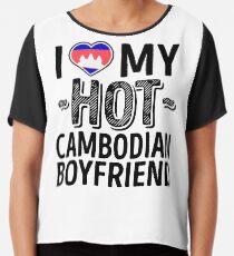 I Love My HOT Cambodian Boyfriend - Cute Cambodia Couples Romantic Love T-Shirts & Stickers Chiffon Top