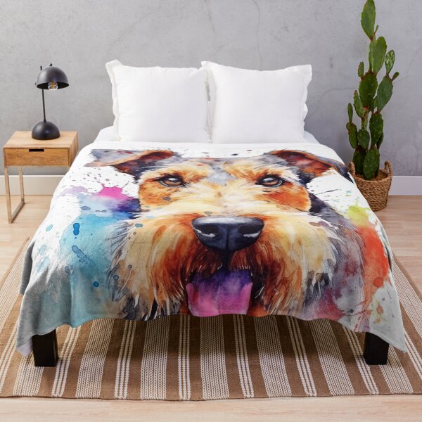 Item preview, Airedale Terrier watercolor painting designed and sold by iconiquehk.