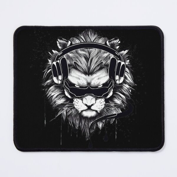 Item preview, Lion in headphones and sunglasses drawing ink spatter splash designed and sold by TomFrontierArt.