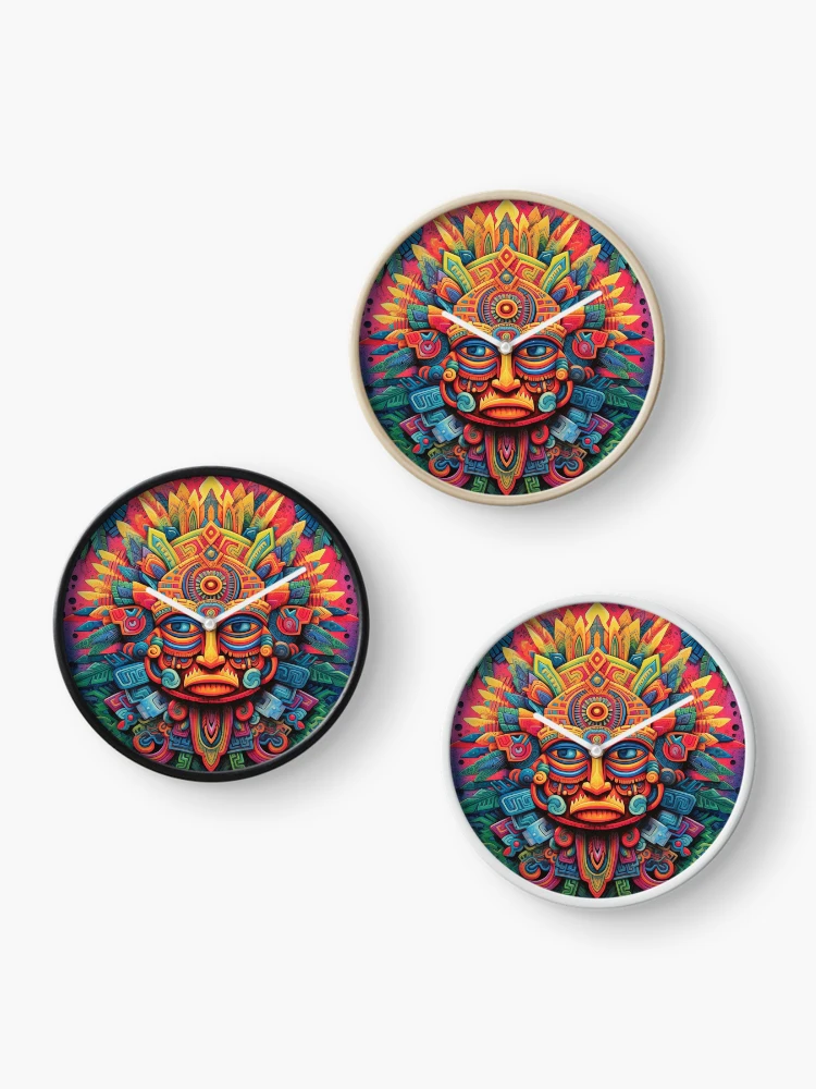 Thumbnail 3 of 4, Clock, Abstract Aztec Patterns designed and sold by Desfix.