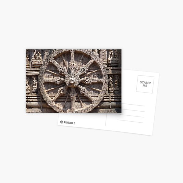 Wheel, chariots, bas-relief, image, Indian wheel Postcard