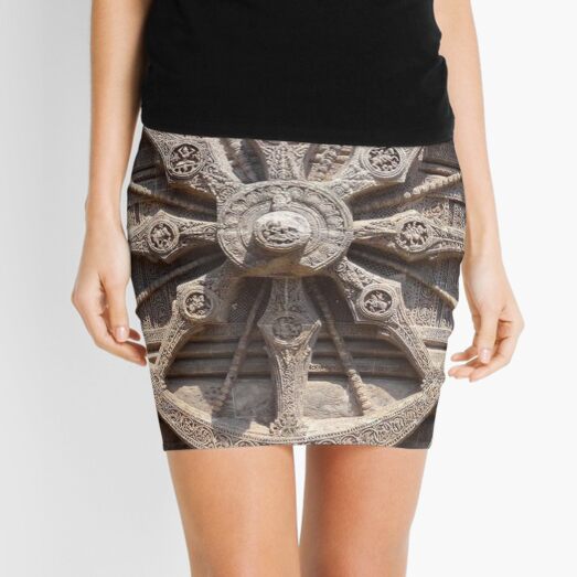 Wheel, chariots, bas-relief, image, Indian wheel Mini Skirt