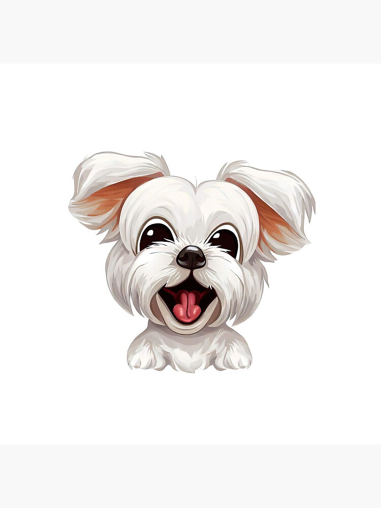 Thumbnail 3 of 3, Pin, Doggy Delight: Cartoon Maltese Dog Art designed and sold by NinosDelViento.