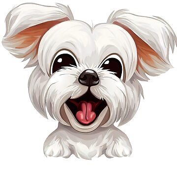 Artwork thumbnail, Doggy Delight: Cartoon Maltese Dog Art by NinosDelViento
