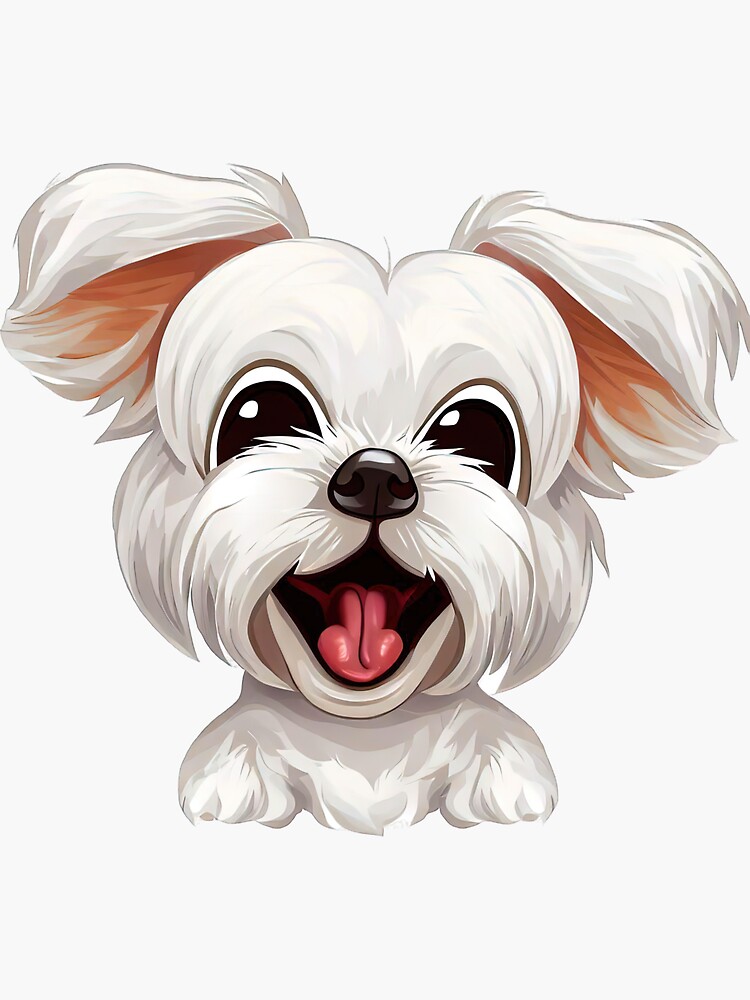 Thumbnail 3 of 3, Sticker, Doggy Delight: Cartoon Maltese Dog Art designed and sold by NinosDelViento.