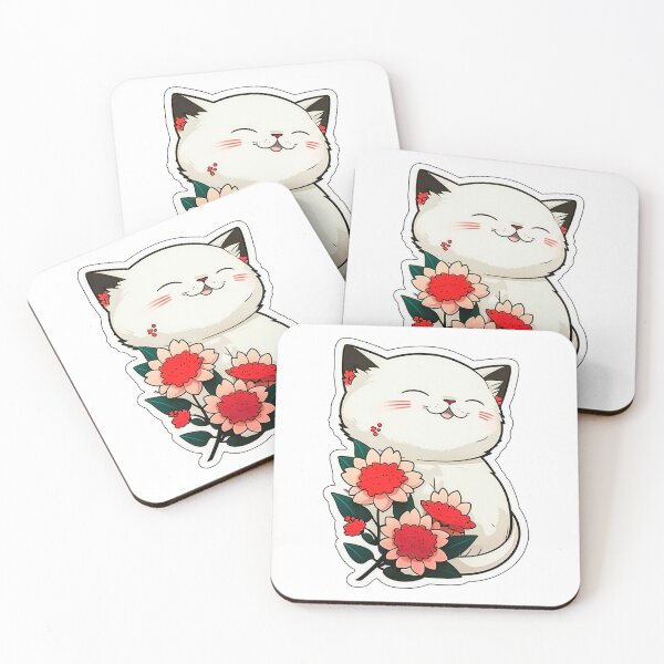 Aperçu de l'œuvre Mignon petit chat blanc et fleurs créée et vendue par AdrianGrosu.