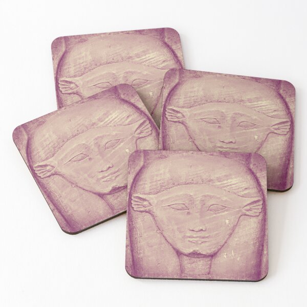 Item preview, goddess Hathor, capital, vintage photo, magenta chromatic, Karnak temple, ancient Egypt photography designed and sold by art-of-egypt.