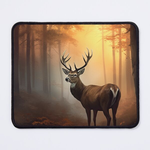 Item preview, Male Deer standing In Autumn Forest at Sunset designed and sold by NoWayy.