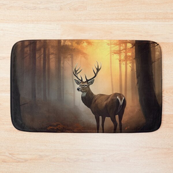 Item preview, Male Deer standing In Autumn Forest at Sunset designed and sold by NoWayy.