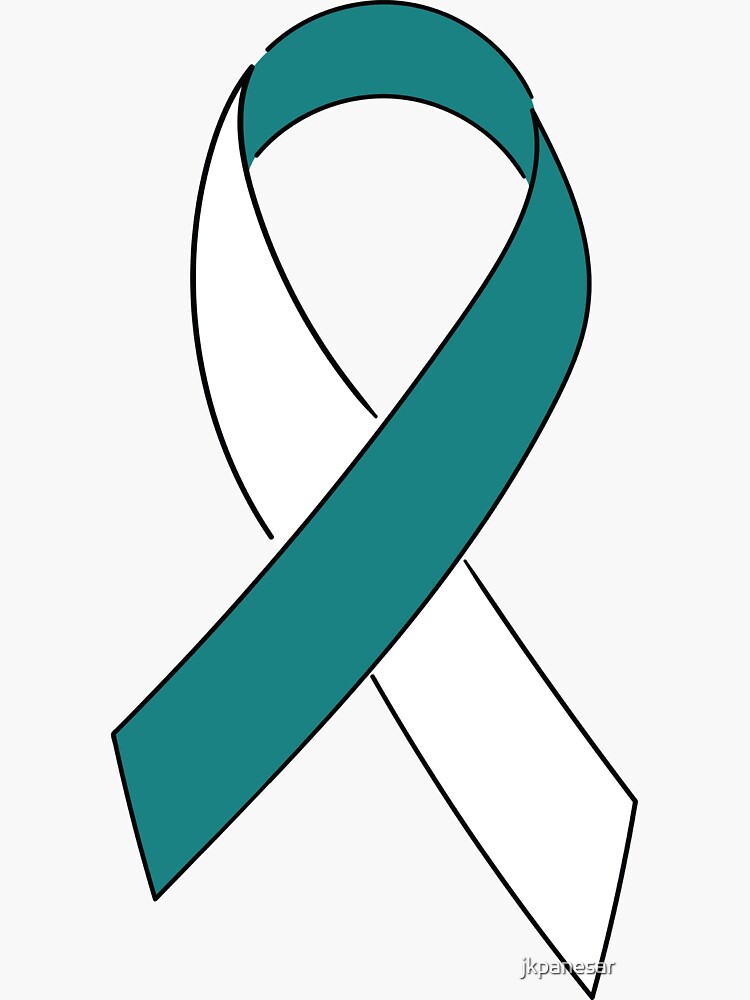 Cervical Cancer Ribbon Personalized (Teal-White) Pack of 10