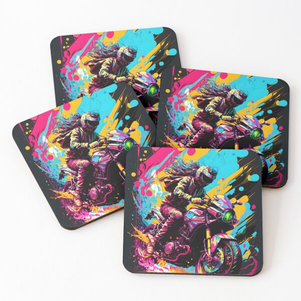 Item preview, Motorcycle inspired Vibrant funky modern art 10 designed and sold by giggles-omg.