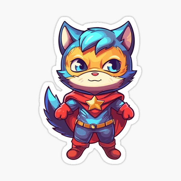 Cute Superhero Kitten Sticker