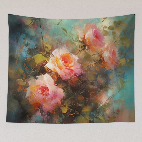 Item preview, Rose garden Impressionism painting 5 designed and sold by Red Witch Art.