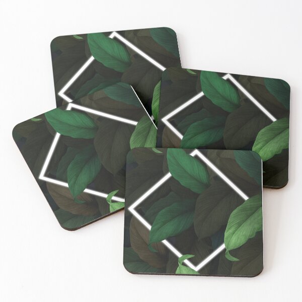 Item preview, Green leaves with neon square designed and sold by Mustafa Mitwally.
