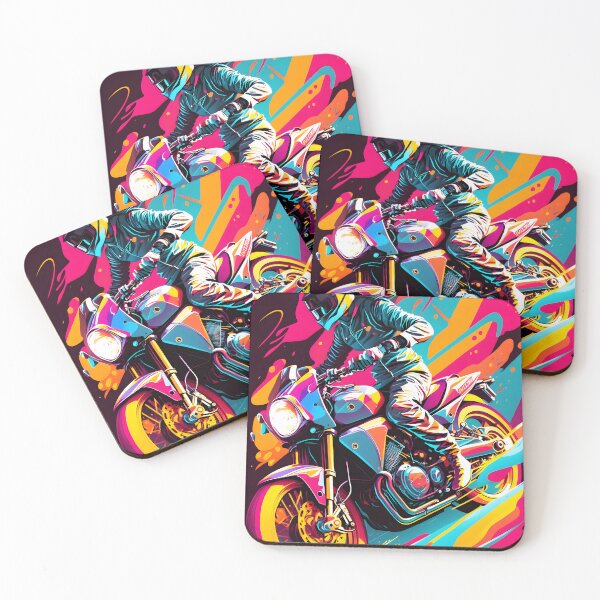 Item preview, Motorcycle inspired Vibrant funky modern art 7 designed and sold by giggles-omg.