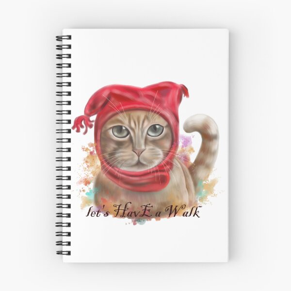 Item preview, cat with a red hat on a walk designed and sold by bonjourmadame4.