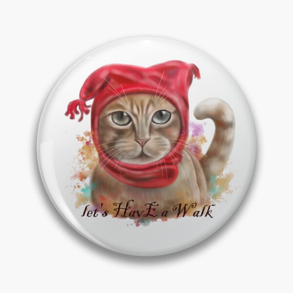 Item preview, cat with a red hat on a walk designed and sold by bonjourmadame4.