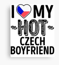 I Love My HOT Czech Boyfriend - Cute Czech Republic Couples Romantic Love T-Shirts & Stickers Canvas Print