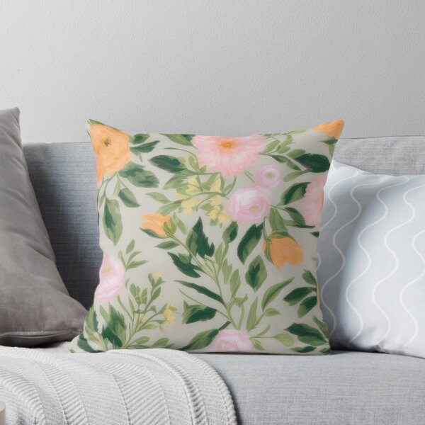 Item preview, Throw Pillow With Beautiful Floral Painting - Grand Millennial Home Decor designed and sold by Sowari-Pillows.