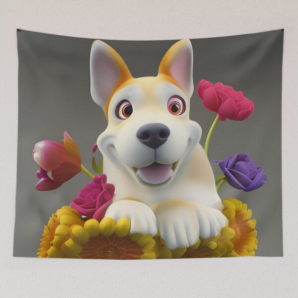 Item preview, Dogs and Flowers 18 designed and sold by Camila Hamdan.