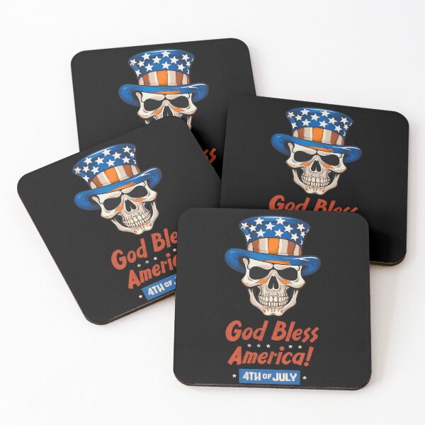 Item preview, God Bless America skull - 4th of July America Independence Day  designed and sold by Dominika Bednarska.