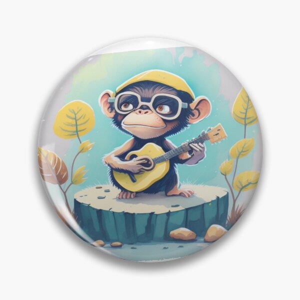 Item preview, cute monkey design playing guitar 2 designed and sold by HerdemDigiLife.