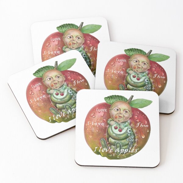 Item preview, a pretty worm in an apple designed and sold by bonjourmadame4.