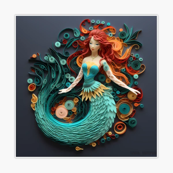 Quilling Paper Wall Art, Paper Art, Mermaid, Home Decor, Wall