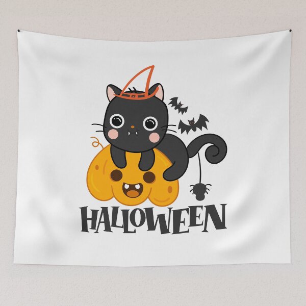 Item preview, Halloween Black Cat with Pumpkin designed and sold by OFMdesigns.