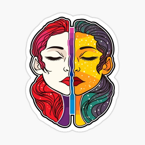 Composition de drapeau lesbien minimaliste surréaliste Sticker