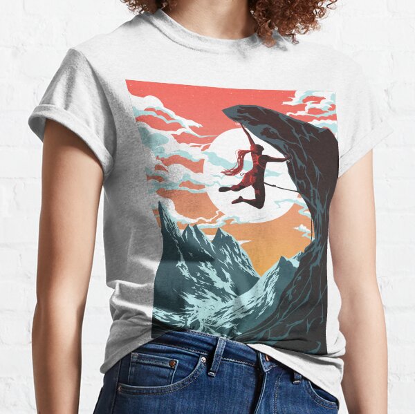 Climbing Girl Vector Art Classic T-Shirt