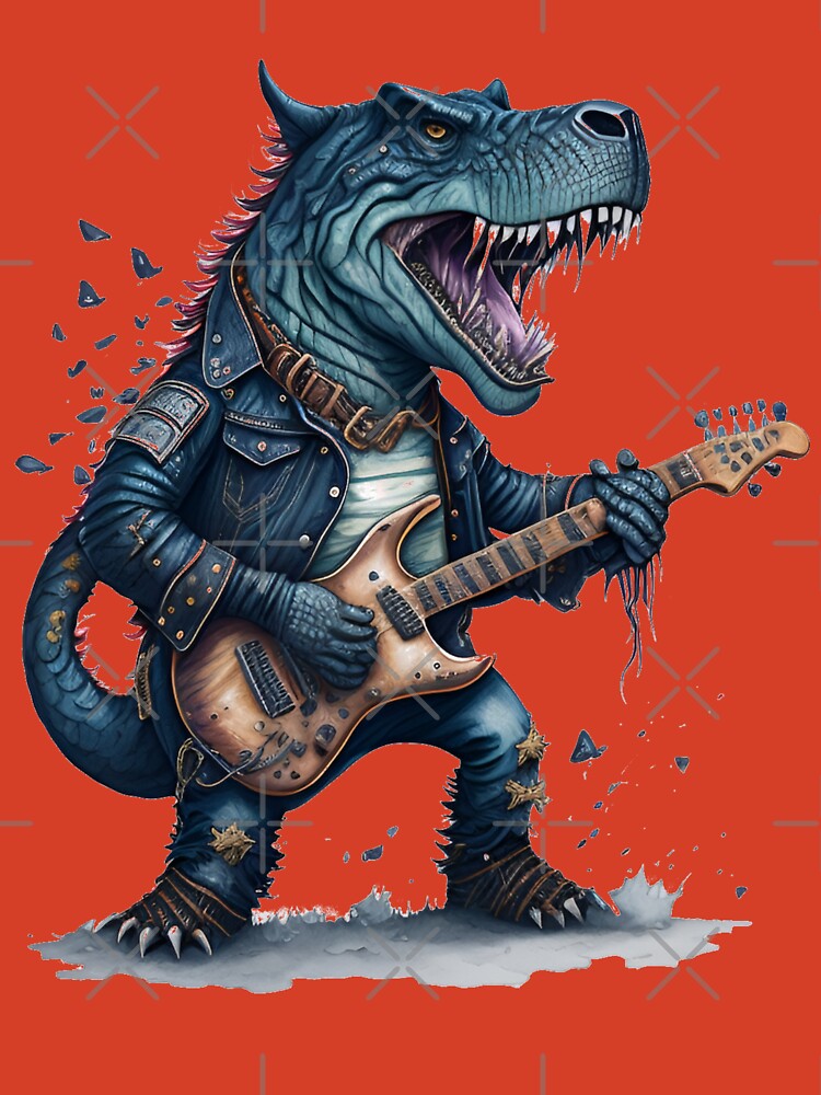 Dinosaur Playing Electric Guitar Jumping Tyrannosaurus Rex High Detailed  Comic Stock Vector by ©creo_13 473397668