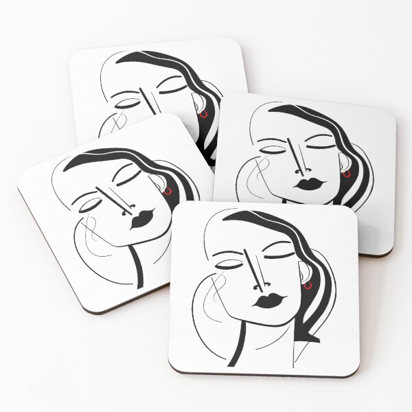 Item preview, Abstract Woman Portrait: Red Earring designed and sold by Artwyz.