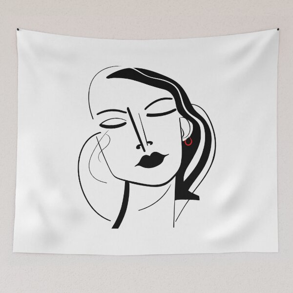 Item preview, Abstract Woman Portrait: Red Earring designed and sold by Artwyz.