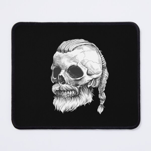Item preview, Drawing viking skull warrior with braid and beard designed and sold by JanooFactory.