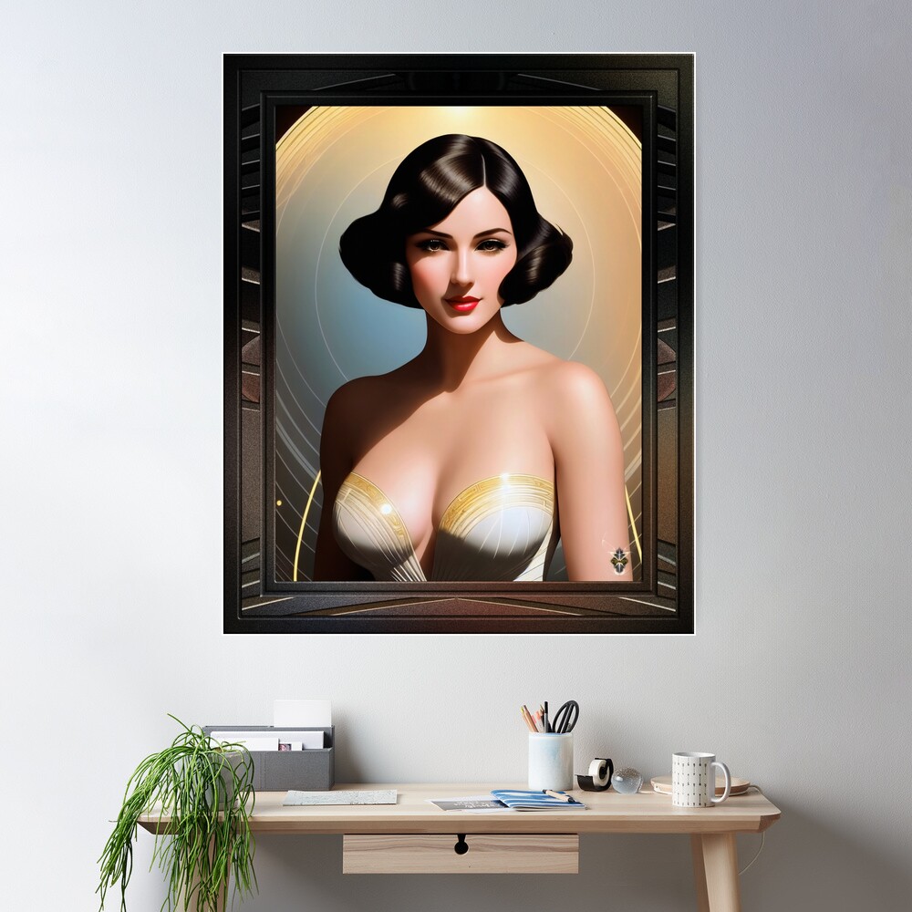 The Elegance Of An Art Deco Woman AI Concept Art by Xzendor7 - A Beauty Of The 1930s 2 The Elegance Of An Art Deco Woman Beautiful AI Concept Art Portrait by Xzendor7 Wall Decor Poster