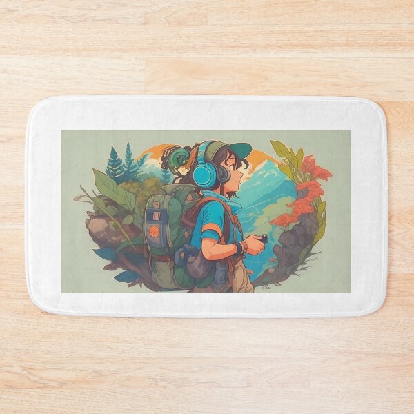 Item preview, animated lofi girl taking a walk listening to music designed and sold by Bruce The Artist MUKHITHI.
