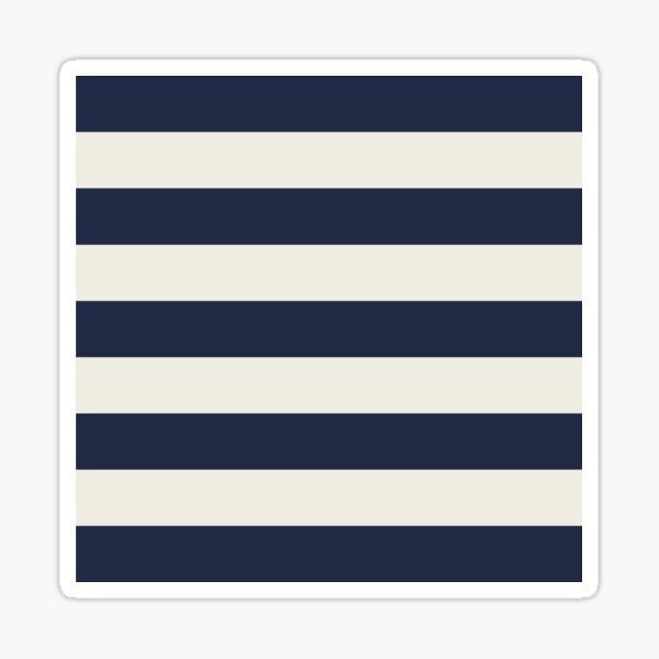 "Medium NAVY BLUE and CREAM Horizontal STRIPES" Sticker for Sale by