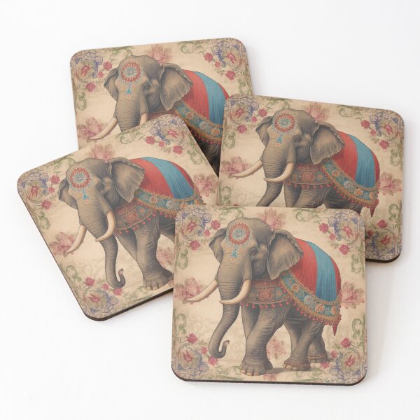 Item preview, Vintage Illustration of Decorated Indian Elephant  designed and sold by Happy Mood Design.